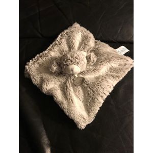 Doudou Plat Ours Beige Marron Blanc Flocons Baby Nat - Occasion