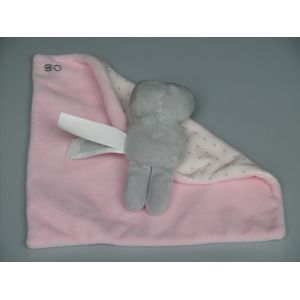 Doudou Chouette Hibou Mouchoir Gris Rose Blanc Pois Obaïbi - Occasion