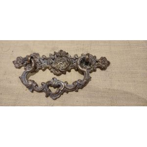 Lot De 6 Poignees En Laiton Et De 3 Entrees De Serrures Style Louis Xv Pour Commode - Occasion