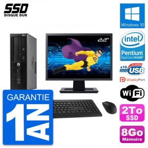 PC HP WorkStation Z220 SFF Ecran 22" Intel G2020 RAM 8Go SSD 2To Windows 10 Wifi - Occasion