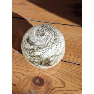 Vase boule soliflore en verre souffl&eacute; Yonel Faure sign&eacute; - Occasion