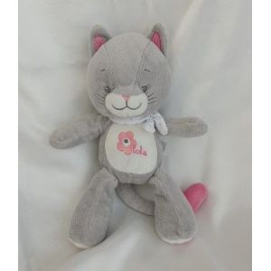 Doudou Peluche Chat Gris Rose Echarpe Blanc Etoiles Arthur Et Lola Bébisol - Occasion