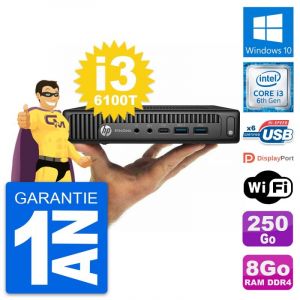 Ultra Mini PC HP 800 G2 DM Intel i3-6100T RAM 8Go Disque 250Go Windows 10 Wifi - Occasion