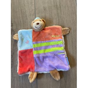 Doudou peluche ours Kaloo mauve orange bleu 123 bar Bear oso vintage - Occasion