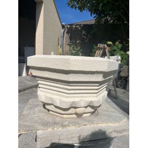Vasque en pierre de Dordogne, pot de fleurs ou compléter en eau pour oiseaux - Occasion