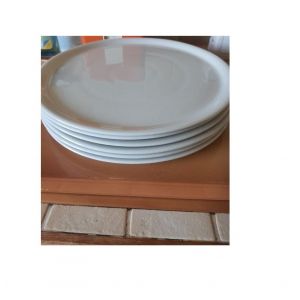 Assiettes 6 Grandes Blanc Large Vaisselle À Tarte Fromage Pizza De Service Plates 30 Cm Environ Diametre Ceramique Blanches Presentation Passe Au Micro Onde - Occasion