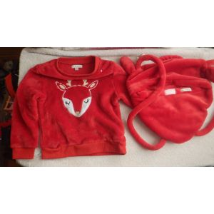 Pull Vert Baudet T&ecirc;te De Cerf Taille 4 Ans, 1,02 M ; Et Sac &Agrave; Dos T&ecirc;te De Cerf - Occasion