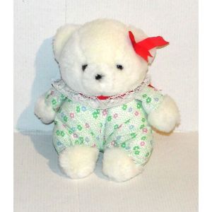 doudou ours boule en peluche tissus fleurie - Occasion