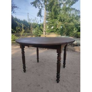Ancienne Table Ronde En Chêne Louis Philippe - Occasion