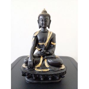 Statue R&eacute;sine Bouddha M&eacute;ditation Noir 20 cm - Occasion
