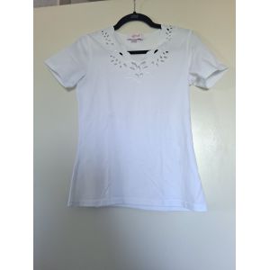 T-Shirt Uni Blanc Motif "T-34-36" Femme Afibel - Occasion