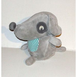 Doudou Chien Gris Orchestra - Peluche Chien Ventre Ray&eacute; Bleu - Occasion