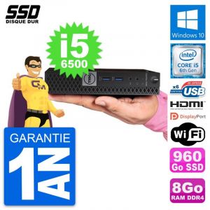 Mini PC Dell 7040 Micro Core i5-6500T RAM 8Go SSD 960Go HDMI Windows 10 Wifi - Occasion