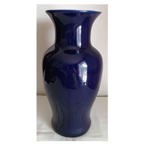 Grand Vase Bleu Roi uni vintage hauteur 40 cm - Occasion
