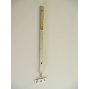 Verrou à Entailler, Onglet poussoir laiton, coffre Acier nickelé 13X12x250 + Gache plate, pour Porte demi-fixe - Occasion