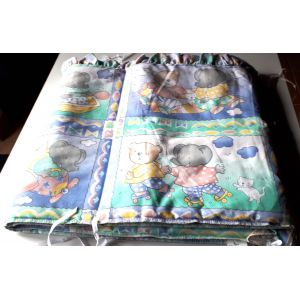 Contour Tour De Lit Pour Berceau Ou Petit Lit Enfant-D&eacute;cors Enfantins (Nounours/&Eacute;l&eacute;phant/Chat/-40x190cm Environ-Haut Volant&eacute;-2 Faces Diff&eacute;rentes- Cordons De Fixation &Agrave; Changer - Occasion