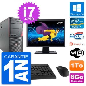 PC Tour Fujitsu W530 Ecran 27" Intel i7-4790 RAM 8Go Disque 1To Windows 10 Wifi - Occasion