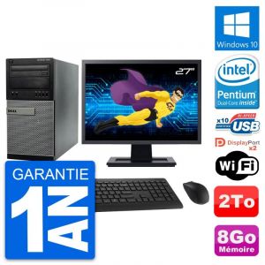 PC Tour Dell 7010 Ecran 27" Intel G2020 RAM 8Go Disque Dur 2To Windows 10 Wifi - Occasion