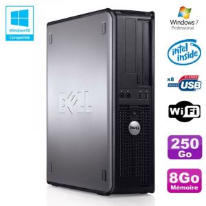 PC DELL Optiplex 780 DT Intel E5200 2,5Ghz 8Go Disque 250Go WIFI Win 7 Pro - Occasion