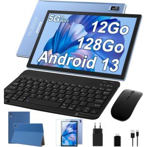 AOCWEI X900 Android 13 Tablette 10 Pouces Octa-Core Tablette, 12Go RAM + 128Go ROM (512Go TF) Support 5G WiFi |8000mAh Batterie |Caméra 8MP + 5MP |2.0Ghz |Tablettes avec Clavier et Souris - Bleu - Occasion