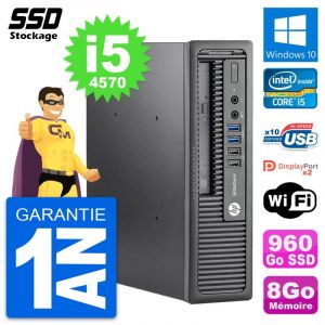 Mini PC HP EliteDesk 800 G1 USDT Intel i5-4570 RAM 8Go SSD 960Go Windows 10 Wifi - Occasion