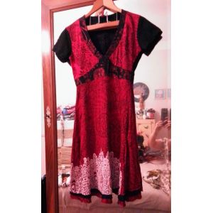 Robe Rouge/Noire Imprimé Blanc 38 M Desigual . - Occasion