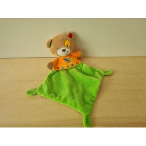 Doudou Ours Vert Orange Nicotoy - Occasion