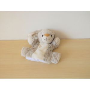 Doudou Lapin Marionnette Gris Blanc Chiné Animadoo - Occasion