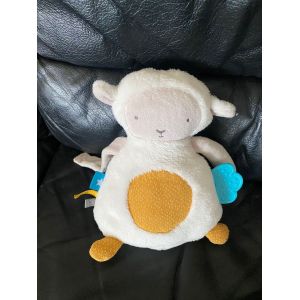 DOUDOU TAPE A L&#39;OEIL MOUTON BLANC JAUNE ORANGE 21cm - Occasion
