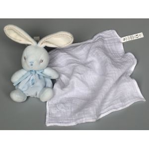 Doudou Lapin Bleu Mouchoir Lange Blanc Kaloo - Occasion
