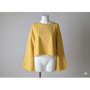 Pull Crop Top Jaune Moutarde - Zara - Taille S - Occasion