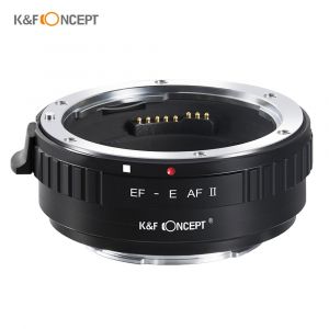 K & F CONCEPT EF-E AF II Anneau adaptateur pour monture d'objectif 0.5s haute vitesse Mise au point automatique avec trépied pour monture EF à cadre plein / Appareil photo APS-C à monture E - Occasion