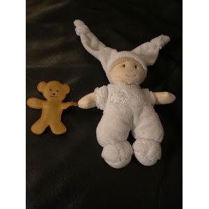 Doudou Et Compagnie Poupée Poupon Mignon Blanc Et Son Ourson Marron - Occasion