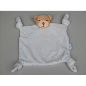 Doudou ours plat Kaloo bleu beige enfants - Occasion