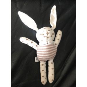 Peluche Doudou Lapin Bleu Beige Vert Baudet Ray&eacute; Pois 16/24 Cm - Occasion