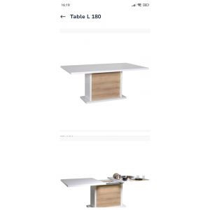 TableBlanc Laqué 180+Rallonge - Occasion