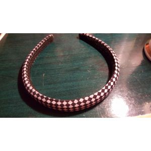 Serre-Tête Motif Damier Noir Et Blanc - Occasion