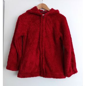 Veste Poilue Rouge A Capuche. Etam. Taille S - Occasion