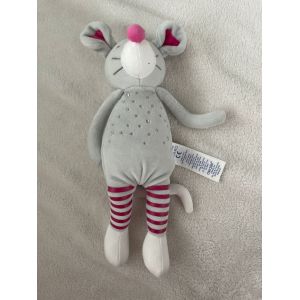 Doudou Peluche Souris Obaibi Raye Rose - Occasion