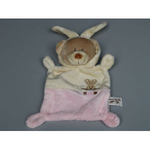 Doudou Ours Plat Lapin Beige Rose Grain De Blé - Occasion