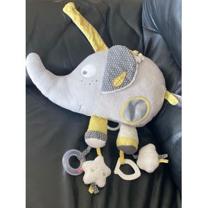 Peluche Jouet d'activit&eacute;s SAUTHON Babyfan velours gris Miroir, anneau de dentition - Occasion