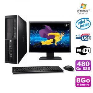 Lot PC HP Elite 6000 Pro SFF E5400 2.7Ghz 8Go 480Go SSD WIFI W7 Pro + Ecran 19 - Occasion