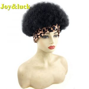 Perruque Synth&eacute;tique Afro Courte, Cr&eacute;pue, Boucl&eacute;e, Noire Naturelle, Duveteuse, Pour Femme - Occasion