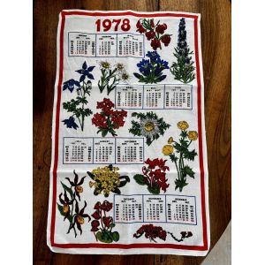 Vintage Torchon Calendrier 1978 Fleurs - Occasion