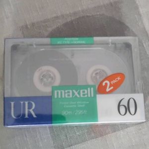 Cassettes audio vierge 60mn 60 mn UR Maxell tinted oval window cassette shell 90m 295ft. Position IEC TYPE I 1 normal 60 minutes ( 2x30) d&#39; enregistrement pour magnétophone et walkman enregistreur lot - Occasion
