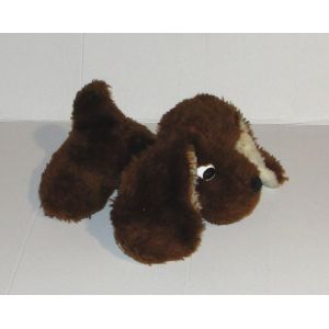 Peluche Chien Marron Cocker A Plat Langue Rouge Collier - Occasion