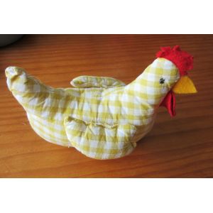 Peluche Poule Pour Déco Vichy Jaune Et Blanc - Occasion