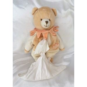 Doudou Peluche Ours Nature Ecru Beige Mouchoir Blanc Feuille Doudou Et Compagnie - Occasion