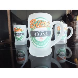 Lot De 4 Chopes À Bière : Anniversaire 40 Ans - Occasion
