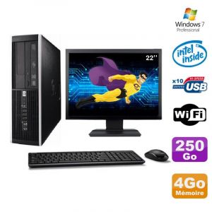 Lot PC HP Elite 6000 Pro SFF E5400 2.7Ghz 4Go Disque 250Go WIFI W7 Pro + Ecran 22 - Occasion